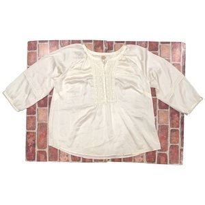 Pre-Owned Avenue Alpine Chic Cream Blouse Button Lace 3/4 Sleeve Size 18/20